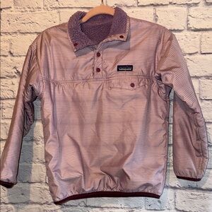 Patagonia Kids' Checkered Purple Puffer Reversible Pullover Size 10/12